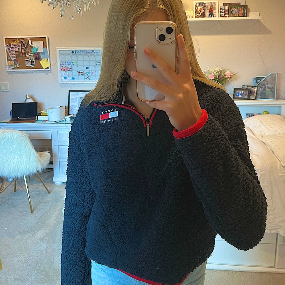 Tommy Hilfiger Jackets & Coats | Tommy Jean Sherpa Jacket | Color: Navy | Size M